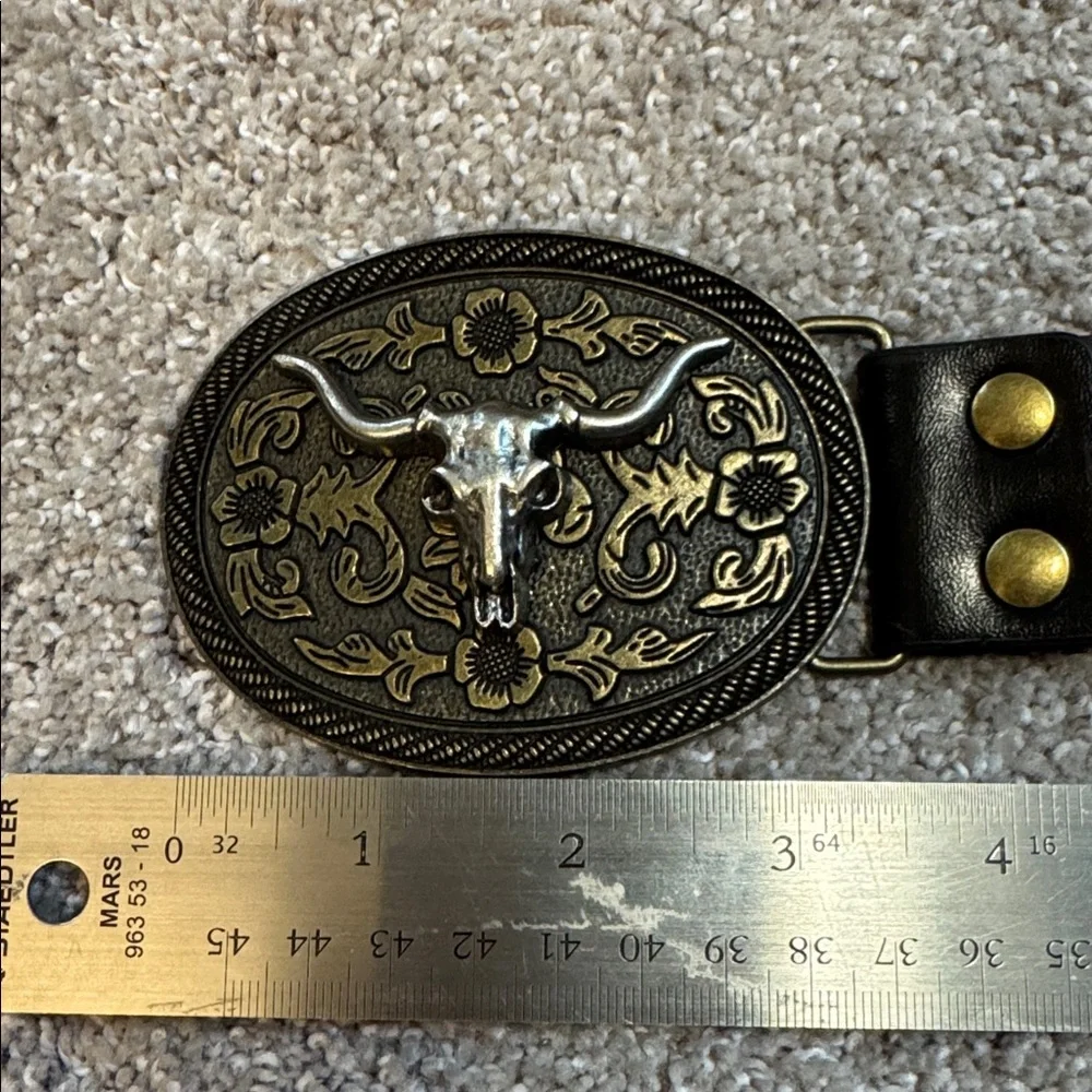 Men’s western cowboy Nashville party belt brown silver brass - Picture 4 of 6